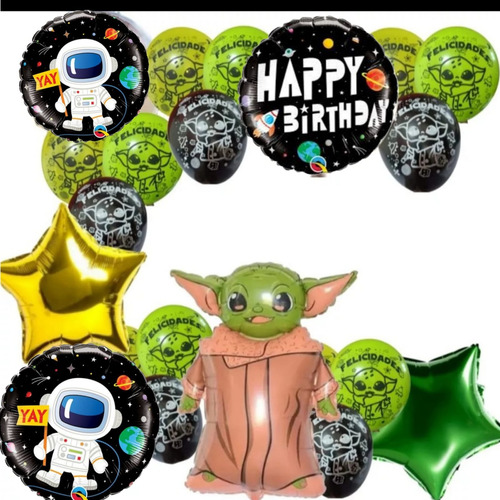 Yoda Globo Metálico Decoración Cumpleaños Fiesta Niños