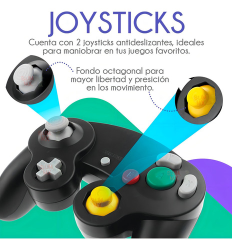 Control Gamecube Joystick Clásico Alámbrico Para Nintendo Color Negro