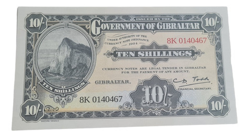 Billetes Mundiales :  Gibraltar 10 Shilling - 50 Pence 2018