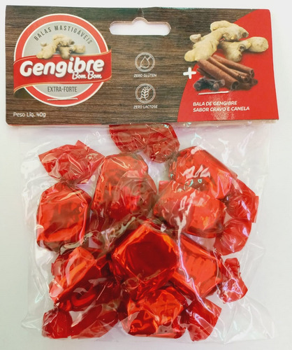Bala Bombom De Gengibre Mastigável 40g Cravo E Canela Gengib