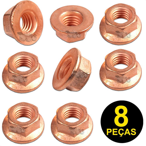 Kit 8 Porca Cobre M8 Coletor Escapamento Gol Saveiro Parati