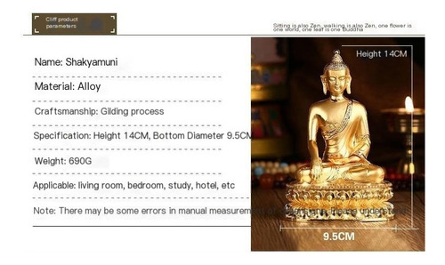 14cm Meditación Buda Shakyamuni Estatua Escultura Aleación