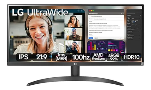 Monitor LG UltraWide™️ - Tela IPS de 29", 21:9, HDR10, sRGB 99%, 100Hz - 29WQ500