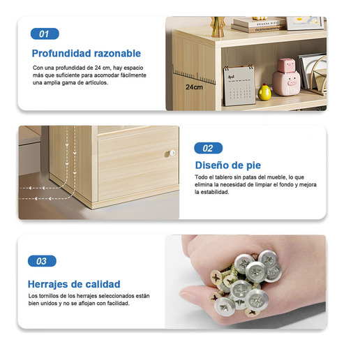 Librero Moderno Madera Roble Blanco 60cm Organizer Repisas Roble