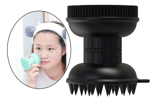 Suave Silicona Cepillo Pelo Cabezal De Cepillo Doble, Negro