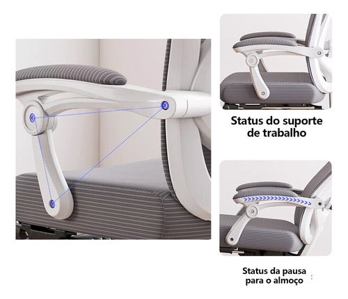 Cadeira Ergonomica Escritorio Cadeira De Computador Wicopet Cadeira Para Quarto Em Português É Ajustável Com Apoio Para A Cabeça Cor Cinza Claro