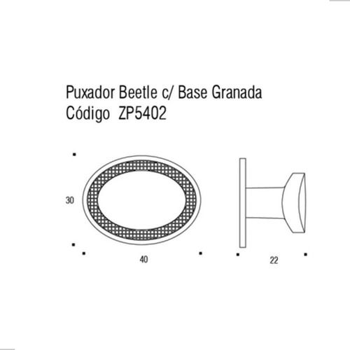 Puxador Beetle Com Base Granada Escovado Zen