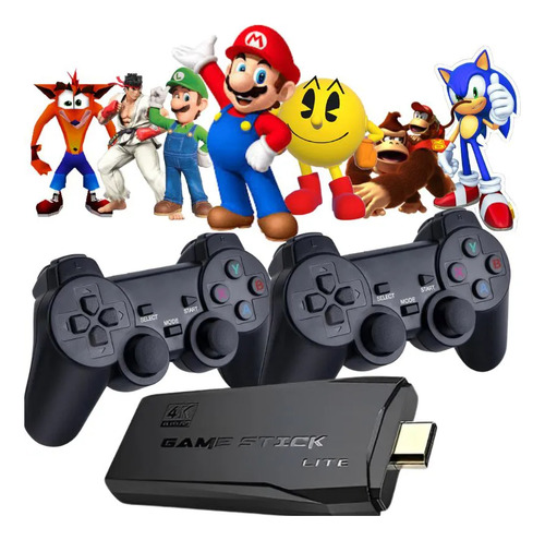 Stick Vídeo Game 4k Hd +20mil Jogos 64gb 2 Controles Sem Fio