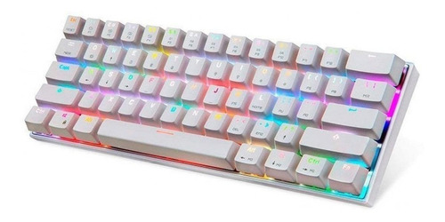 Imagen 3 de 3 de Teclado gamer bluetooth Motospeed CK62 QWERTY Outemu Blue inglés US color blanco con luz RGB
