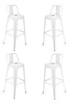 Comprar Set 4 Bancos Tolix Altos Con Respaldo Silla Para Barra Vintage Color Blanco KingsHouse