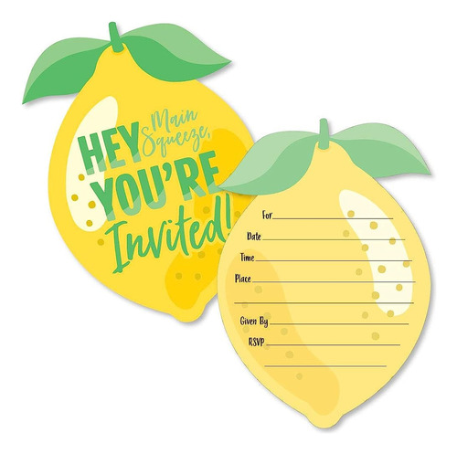 So Fresh - Lemon - Shaped Fill-in Invitations - Citrus Lemon