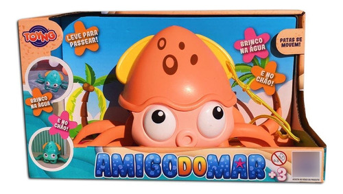 Brinquedo Puxa Corda Com Movimentos Polvo Laranja Toyng