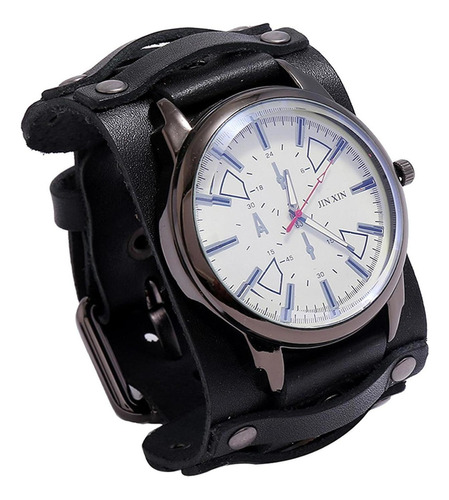 Puntero De Cuero Reloj Hombres Pulseras Brazaletes Negro