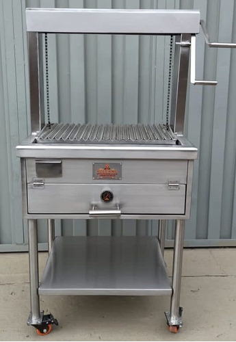 Asador De Parrilla Movil Con Caja China Volcano Acero Inox