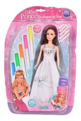 Muñeca Barbie Para Pintar Su Vestido Mas 5 Plumones