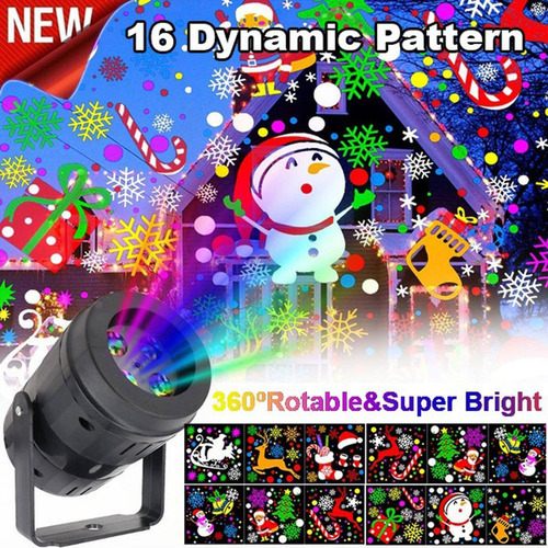Navidad Led Proyector Luz 16 Patrones Moviendo Lámpara De