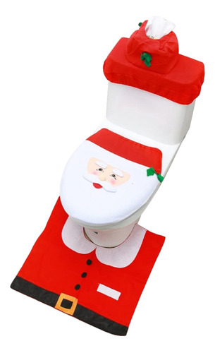 Set Fundas Baño Decoracion Viejito Pascuero Cosas De Navidad Color Rojo