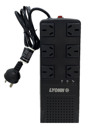 Estabilizador De Tensión Voltaje Lyon Tca 1200nv 6 Tomas 220 Negro