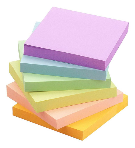 Sticky Notes 3x3 Notas Autoadhesivas 6 Blocs, 6 Colores...