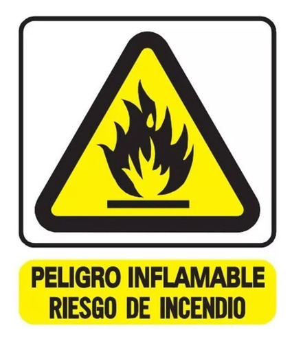 Cartel Peligro Inflamable Riesgo De Incendio 40x45 Cm