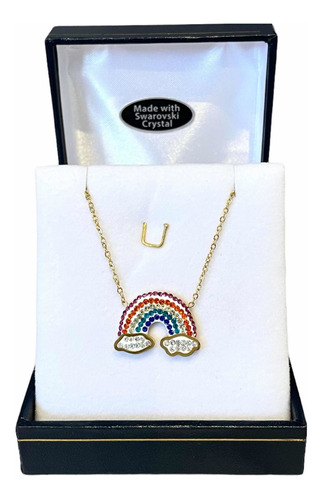 Collar Arcoiris Cristal Enchape Oro 18k + Caja + Envio