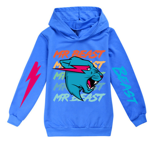 Negro Mrbeast Sudadera Con Capucha Infantil Estampada