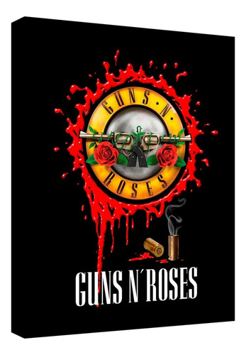 Cuadro Decorativo Canvas Moderno Guns N Roses Logo Color Guns N Roses Logo 2 Armazón Natural
