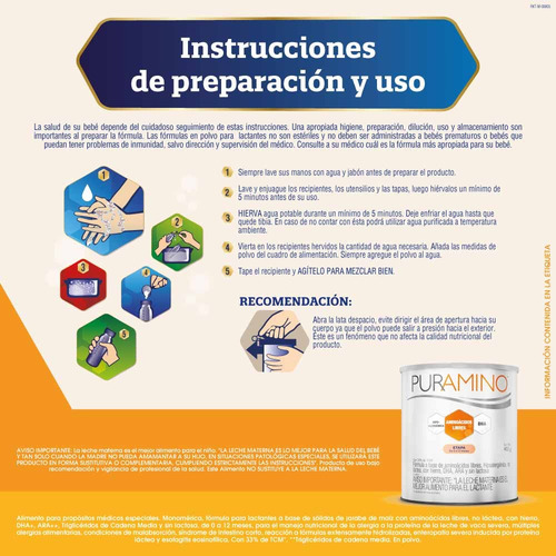 Fórmula Infantil Puramino Hipoalergénica - 6 Latas 2.4 Kg
