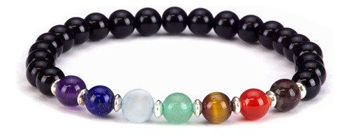 Pulsera Elástica De Chakras Con Piedras Preciosas Naturales 