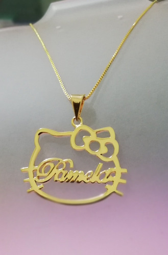 Collar Hello Kitty En Plata 950 Y Enchape En Oro.