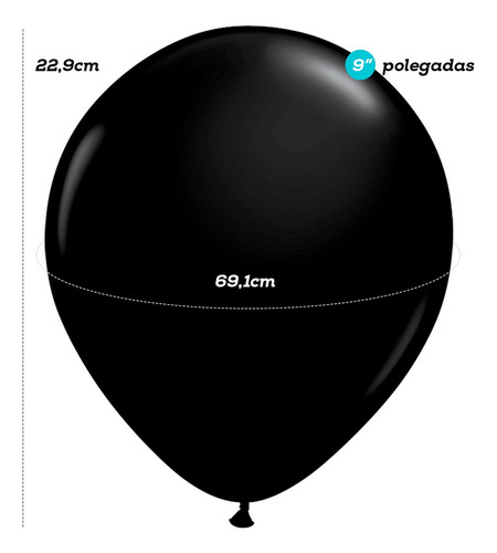 Balão Bexiga Tamanho 9 Preto 50 Unidades Liso