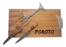 Comprar Kit Parrillero Tabla Madera Asado Xeneiza Garra Toro Laser