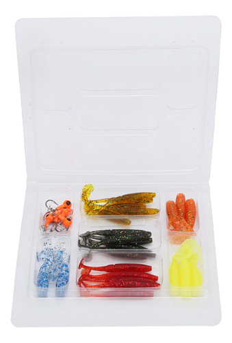 Juego De Anzuelos De Pesca Con Cabeza De Plomo Y Cebo De Una