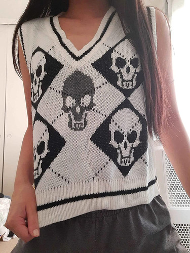 Suéter De Punto De Halloween Con Cuello En V Para Chaqueta T