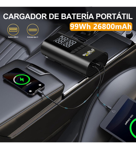Arrancador De Batería De Auto 8500a Biuble Br12 Portátil Compresor inflador 150PSI Con Doble visualización digital