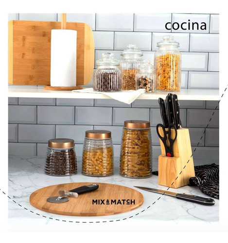 Set X 4 Frascos Vidrio Hermético Caramel 1300/1000/660/250m
