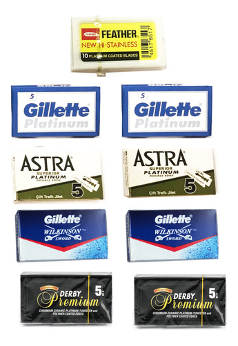 50pzs Navajas Para Rasurar: Feather, Astra, Gillette, Derby