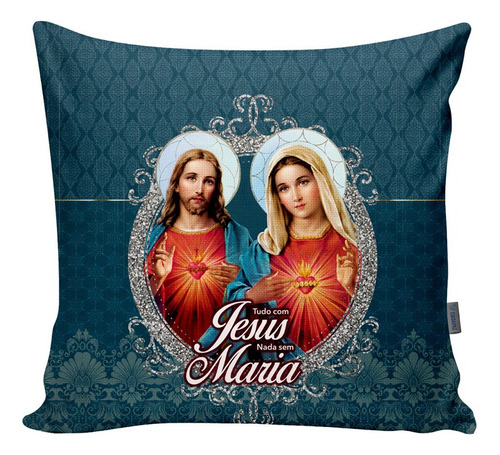Capa De Almofada Tudo Com Jesus Nada Sem Maria