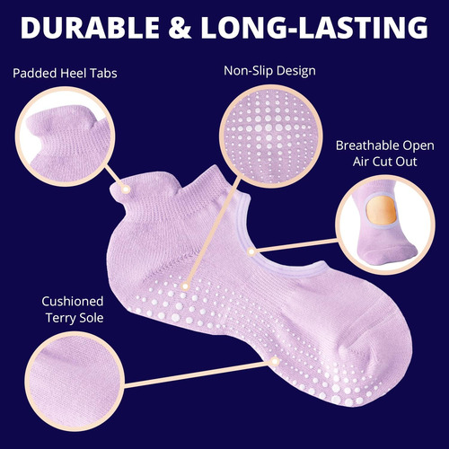 La Active Grip Socks - Yoga Pilates Barre Non Slip - Calc...