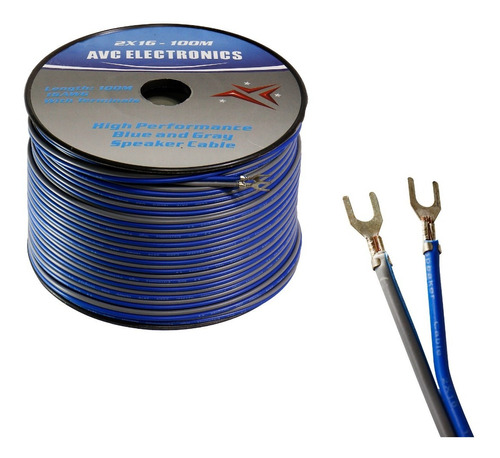 Cable Polarizado Avc 2x16 Azul-gris 100mts