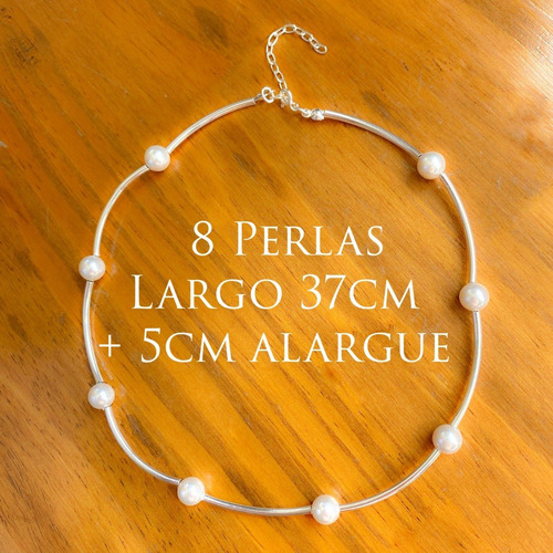 Collar Gargantilla De Plata 925 Y Perlas 8 Mm (00900/901)