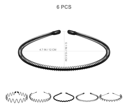 Lurosa 6pcs Unisex Diadema Ondulada Cabello Metal Para El Ca