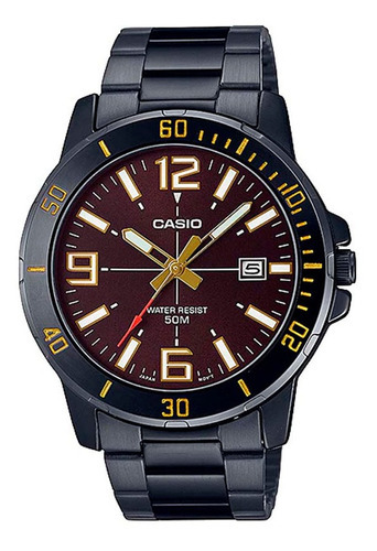 Reloj Casio Hombre Mtp-vd01b Correa Acero Negro Color de la correa Negro 5B