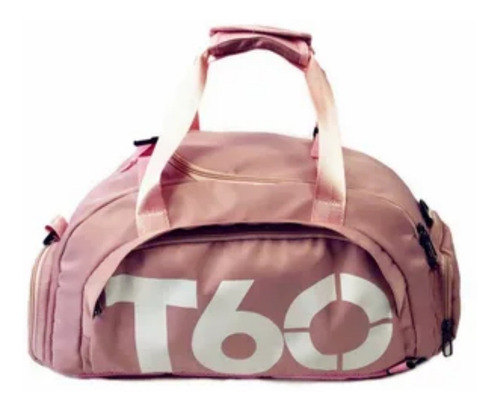 Bolsa Mala Mochila T60 Academia Bagagem Viagem Acambamento dos ferragens Metal Cor Rosa Desenho do tecido Liso