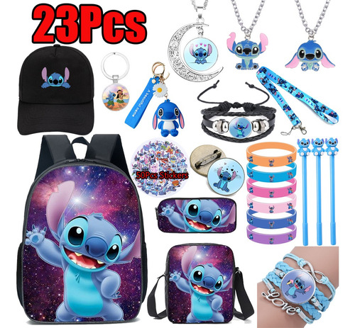 Conjunto De 23 Piezas Anime Lilo & Stitch Backpack Regalos D