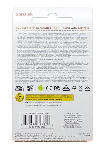 Imagen 3 de 6 de Tarjeta de memoria SanDisk SDSQUNS-016G-GN3MA Ultra con adaptador SD 16GB