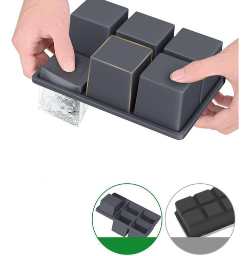 Molde Para Cubitos De Hielo De Silicona De 6 Compartimentos
