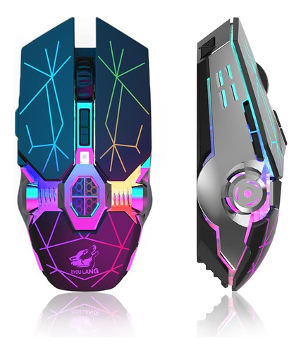 Mouse Inalámbrico Gamer , Inalámbrico Recargable 7 Botone Color Negro/plata