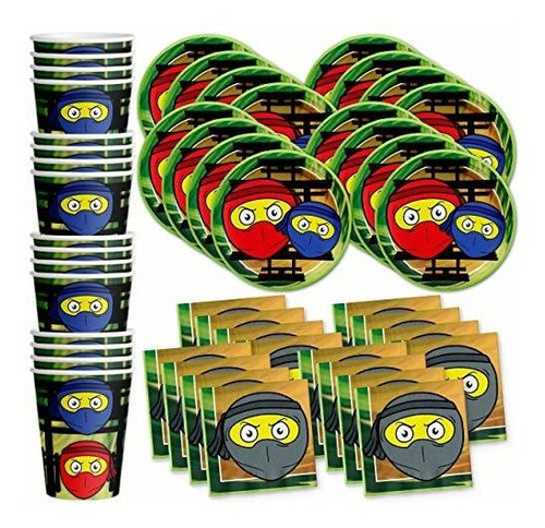 Kit De Fiesta De Cumpleaños Ninja Master Para 16 Personas.