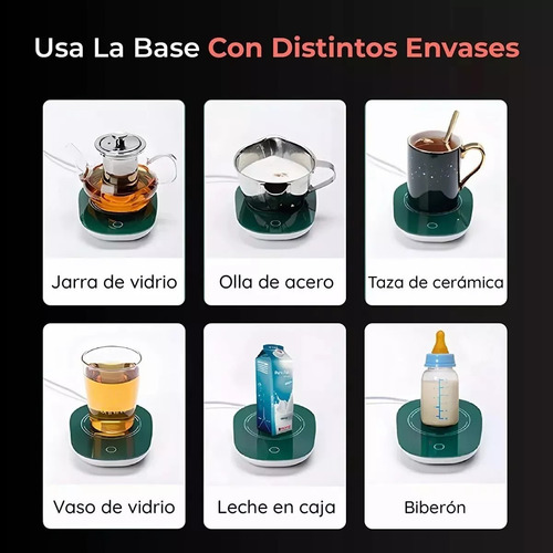 Taza Cerámica Con Calentador Eléctrico Verde Musgo Base Electrica 220v